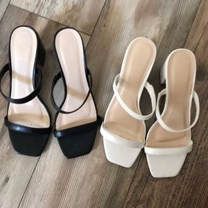 Shein chunky heel black and white set
